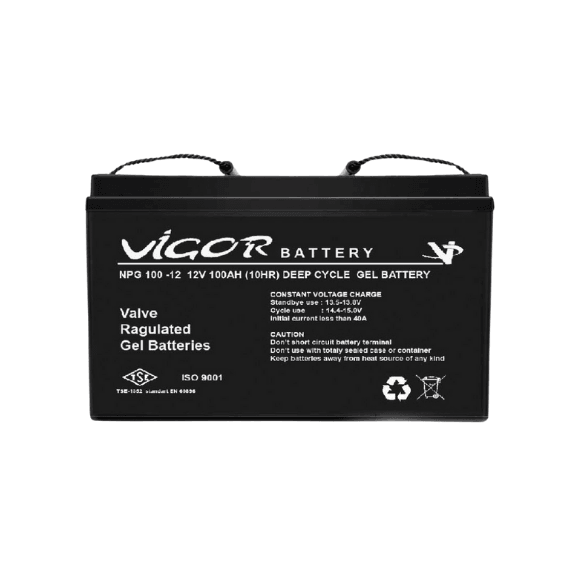 Jel Akü Solar DeepCycle Derin Deşarj Aküsü 12v 100ah Amper Vigor Akü - NP 100-12 12V100AH - 10HR - C10