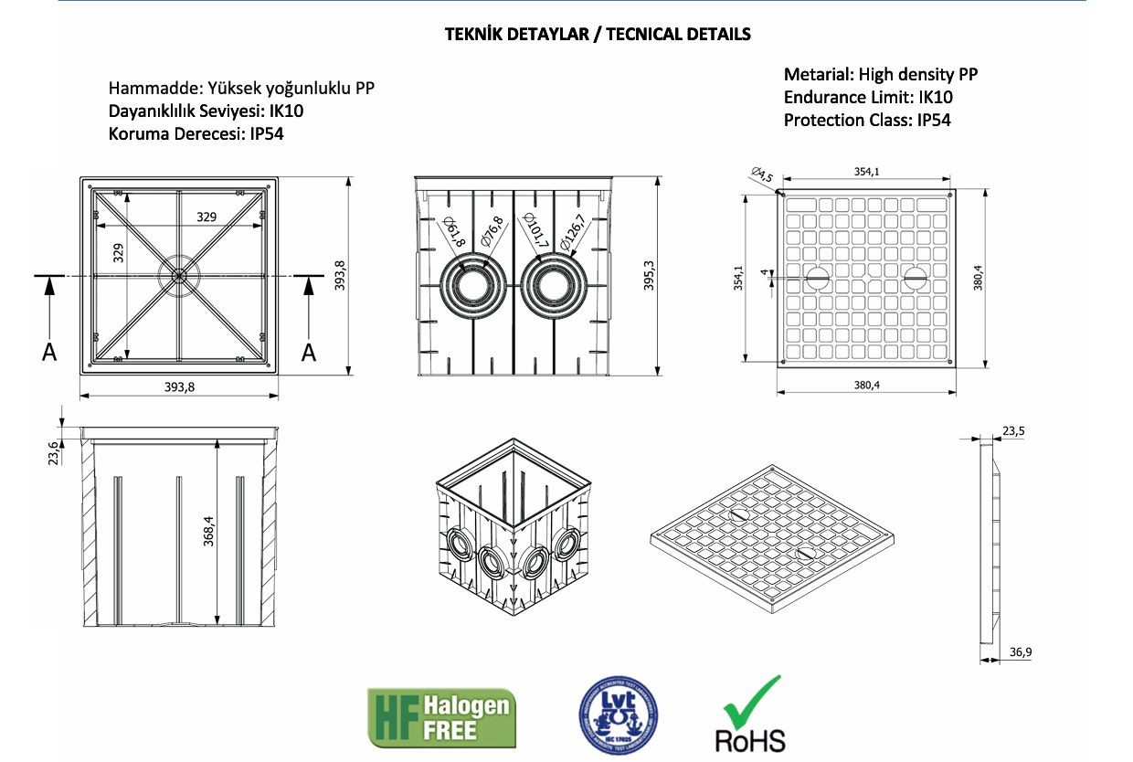 400x400 Izgara Yeşil Kapak Menhol Kutusu ve Rögar Kapakları