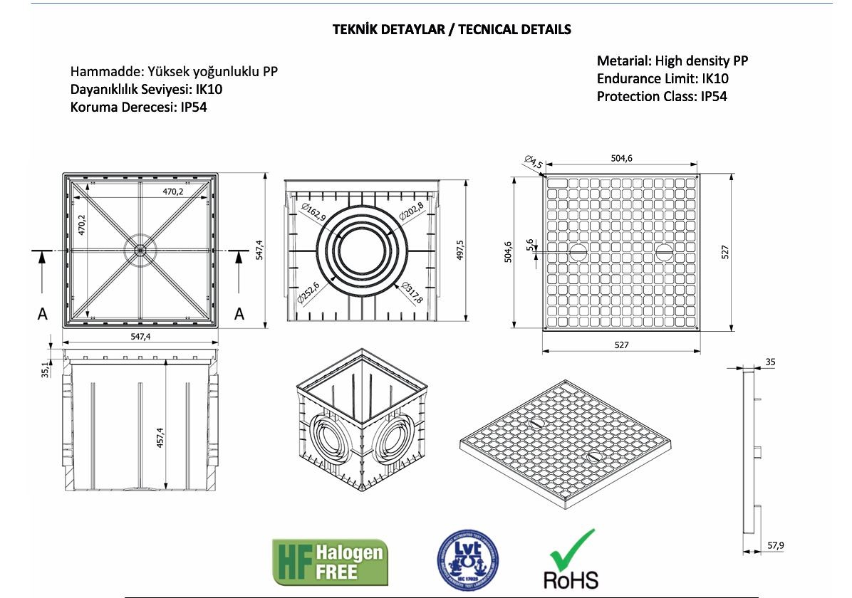 550x550 Menhol 16 Çıkışlı Düz Kapaklı Menhol Kutusu ve Rögar Kapakları
