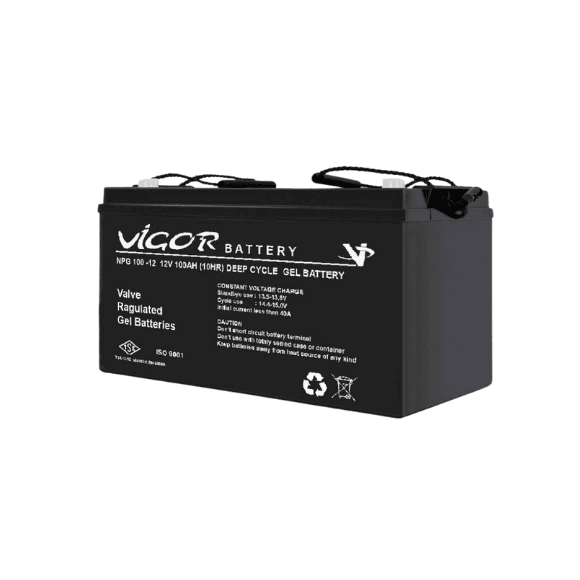 Jel Akü Solar DeepCycle Derin Deşarj Aküsü 12v 100ah Amper Vigor Akü - NP 100-12 12V100AH - 10HR - C10