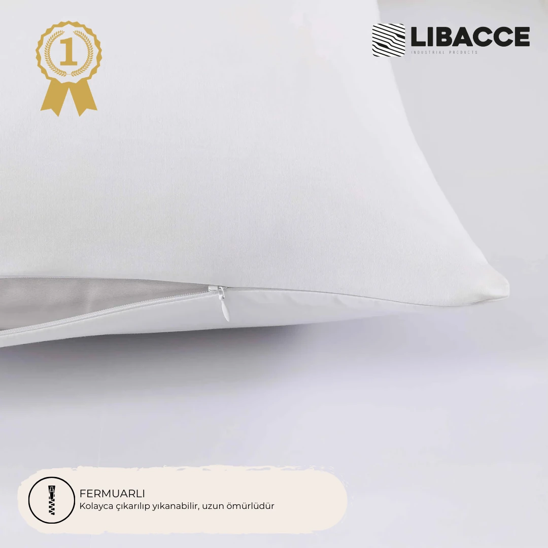 Pamuklu Sıvı Geçirmez Beyaz Fermuarlı Yastık Koruyucu Alez 