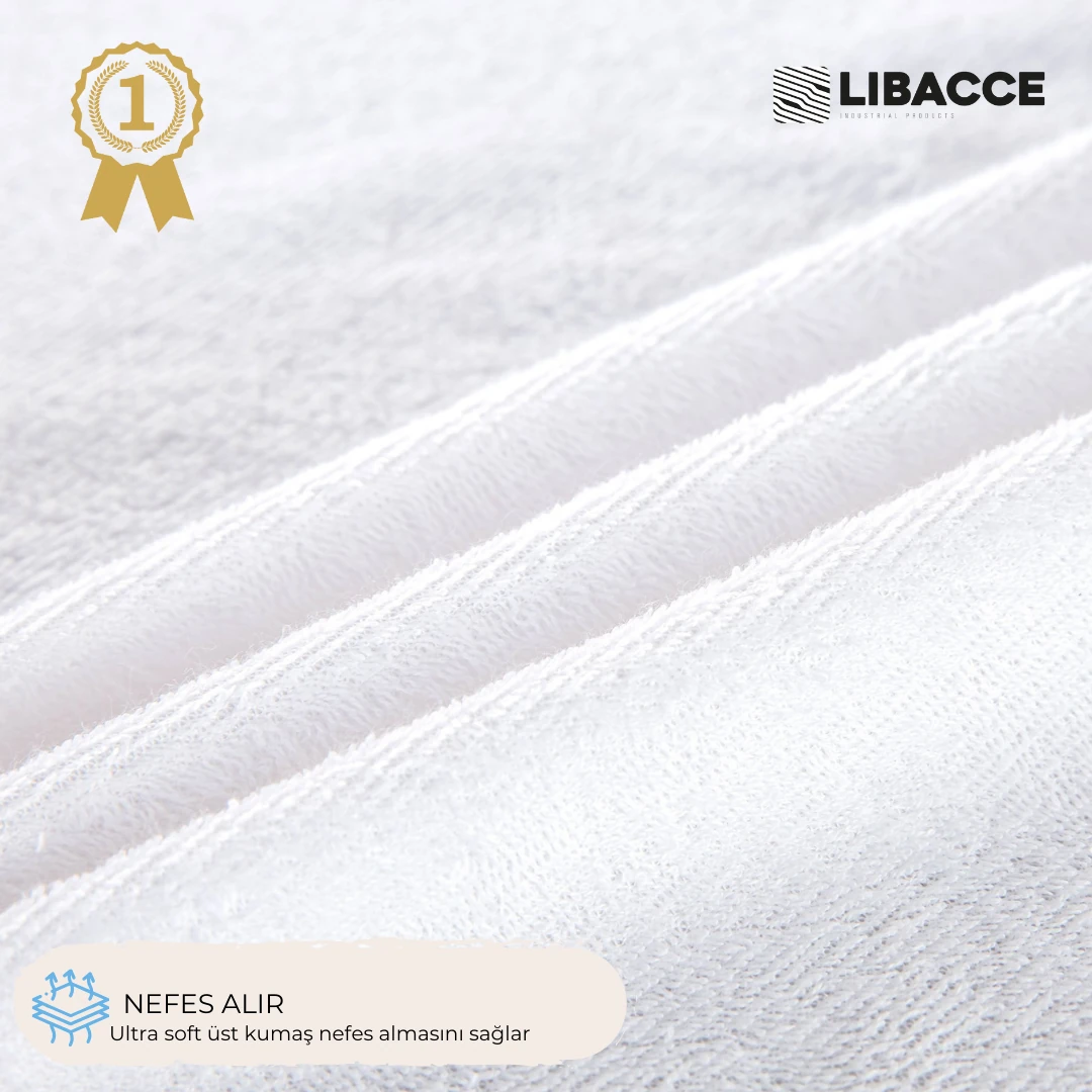 Pamuklu Beyaz Sıvıyı Hapseden Sıvı Geçirmez Köşe Lastikli Alez