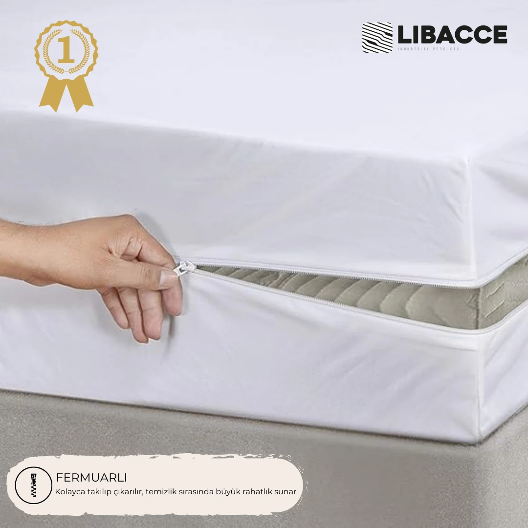AquaShield Fermuarlı Beyaz Sıvı Geçirmez Yatak Koruyucu Alez