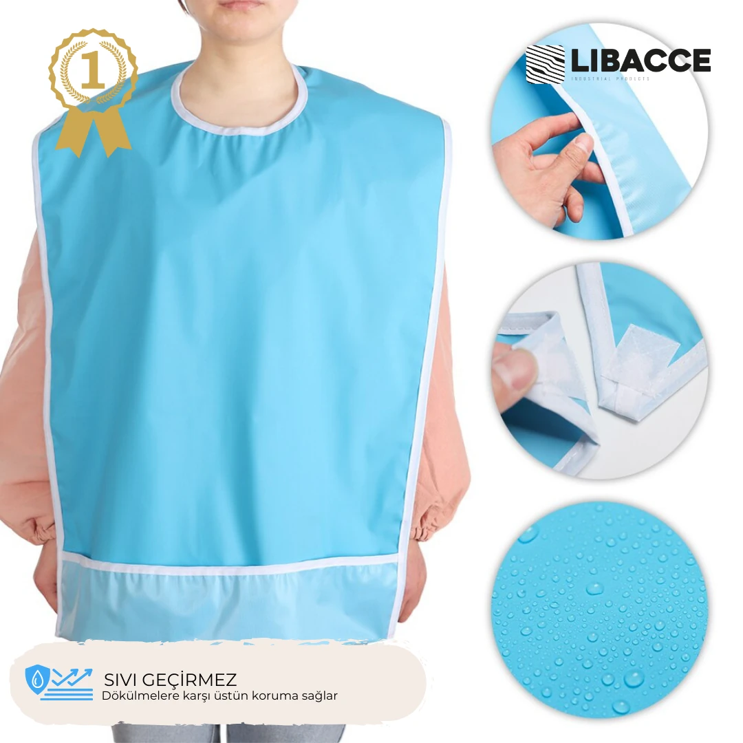 Yıkanabilir Yetişkin Hasta Yemek Önlüğü Cepli