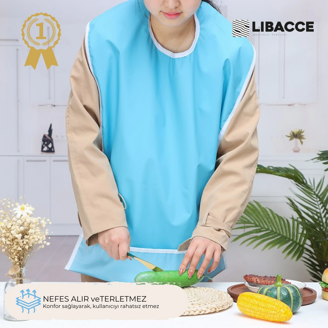 Yıkanabilir Yetişkin Hasta Yemek Önlüğü Cepli