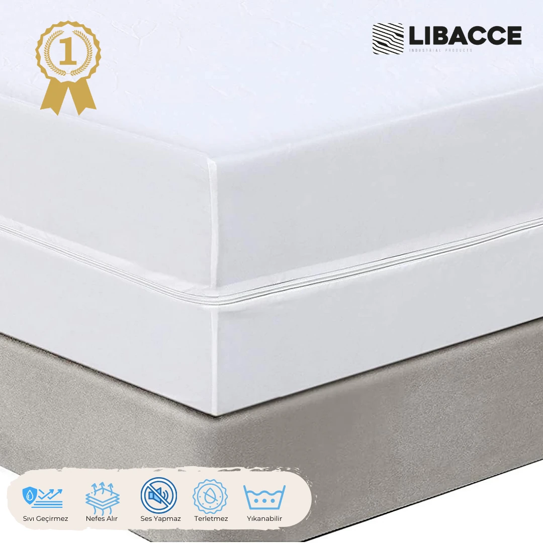 AquaShield Fermuarlı Beyaz Sıvı Geçirmez Yatak Koruyucu Alez - 160x200x25