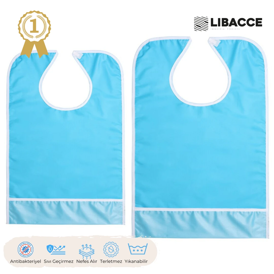 Yıkanabilir Yetişkin Hasta Yemek Önlüğü Cepli - 2