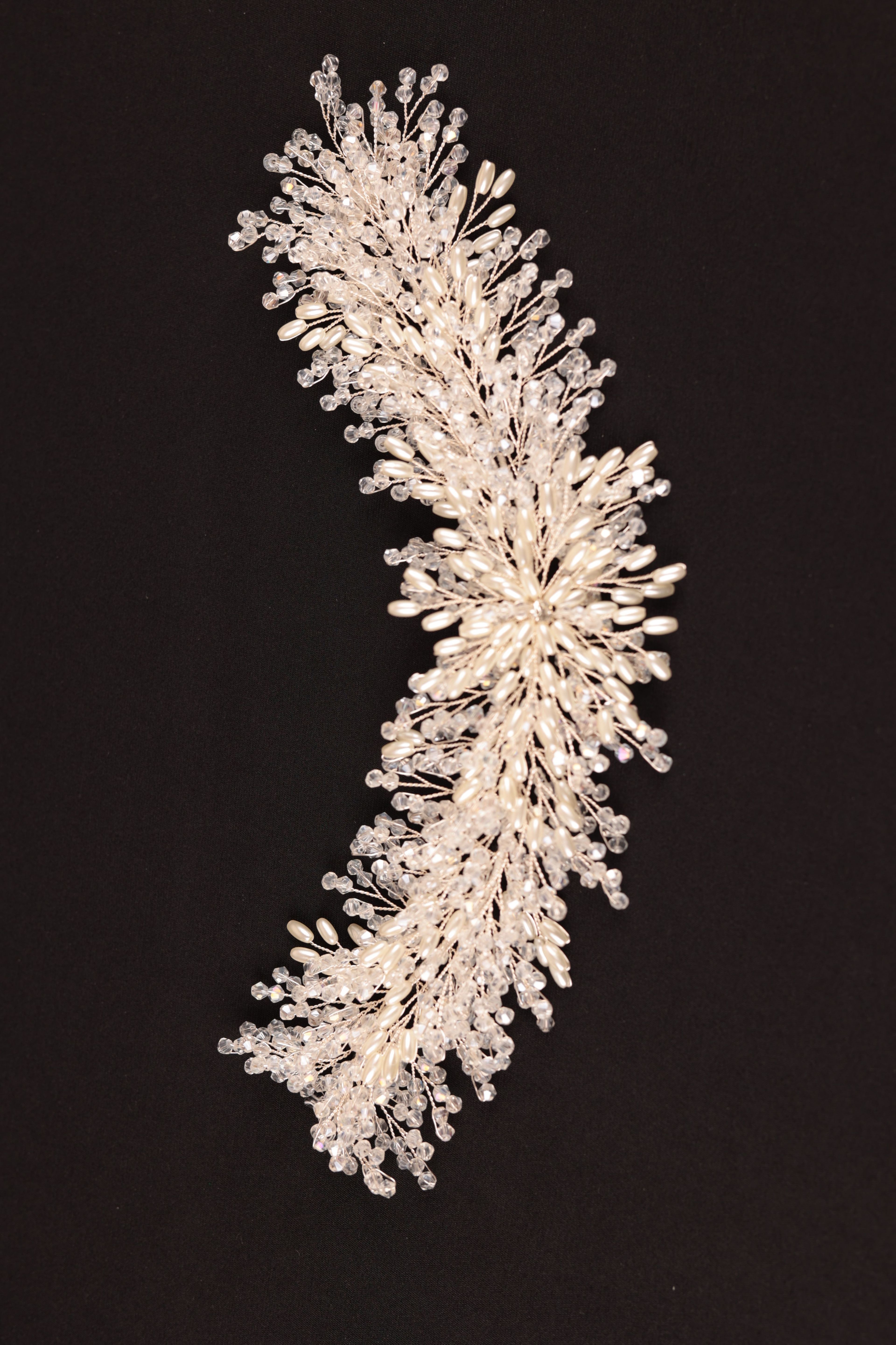 Crystal and Pearl Embroidered Bridal Hairpin | 1095