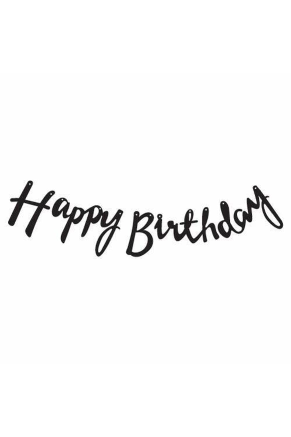 Happy Birthday Kaligrafi Banner Siyah Renk 
