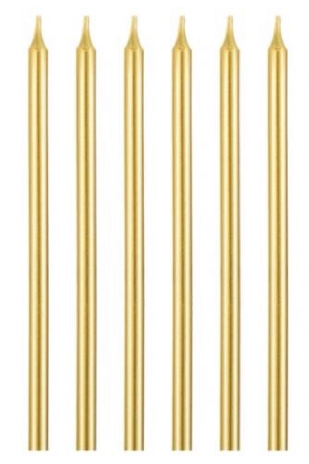 UZUN PASTA MUMU PARLAK GOLD RENK 20 CM PK 6 LI