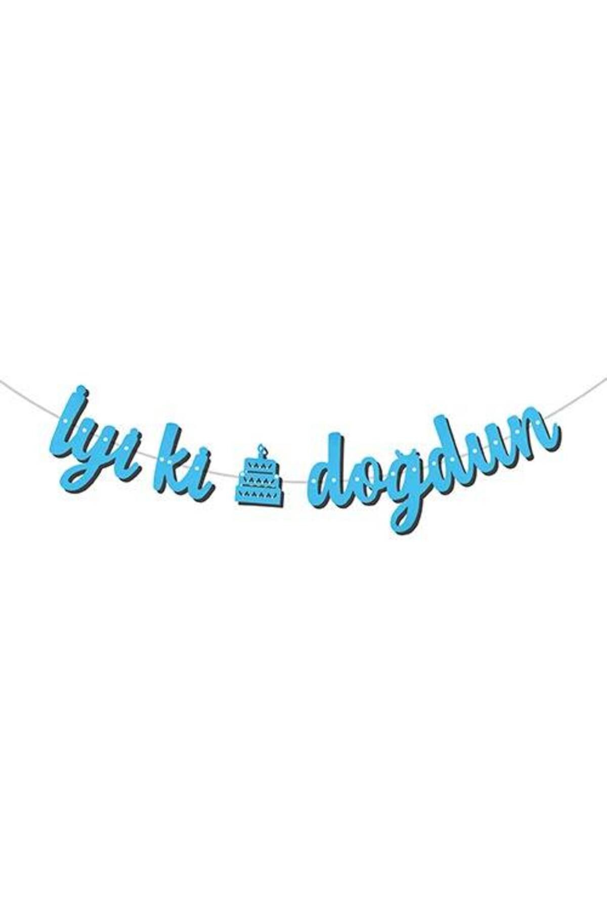 İYİKİ DOĞDUN KALİGRAFİ BANNER MAVİ RENK