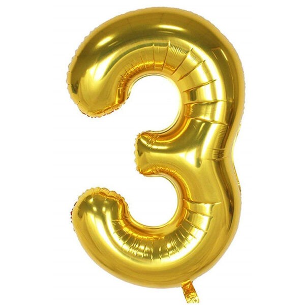 Folyo Rakam Balon Gold Renk 34 inç 76 cm  - 3