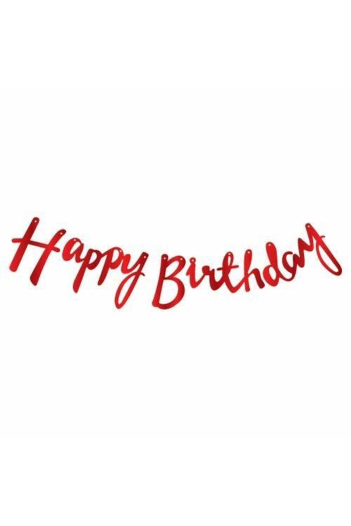 Kaligrafi Happy Birthday Kırmızı Banner Yazi