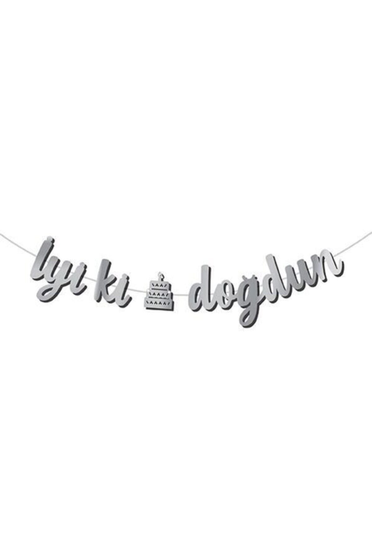 İyiki Doğdun Kaligrafi Banner Gümüş Yazı 