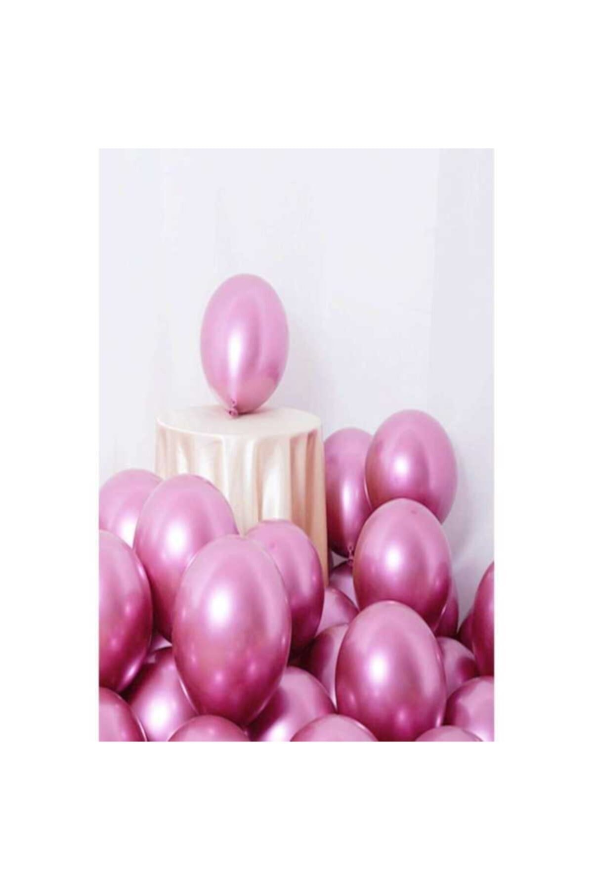 Krom Balon 12 Inç Metalik Ekstra Parlak Pembe Renk Pk 10 Lu