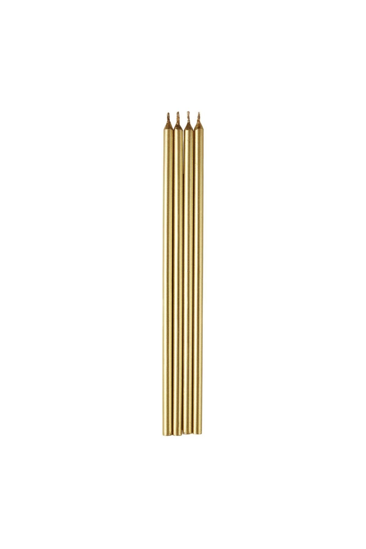 UZUN PASTA MUMU PARLAK GOLD RENK 20 CM PK 6 LI