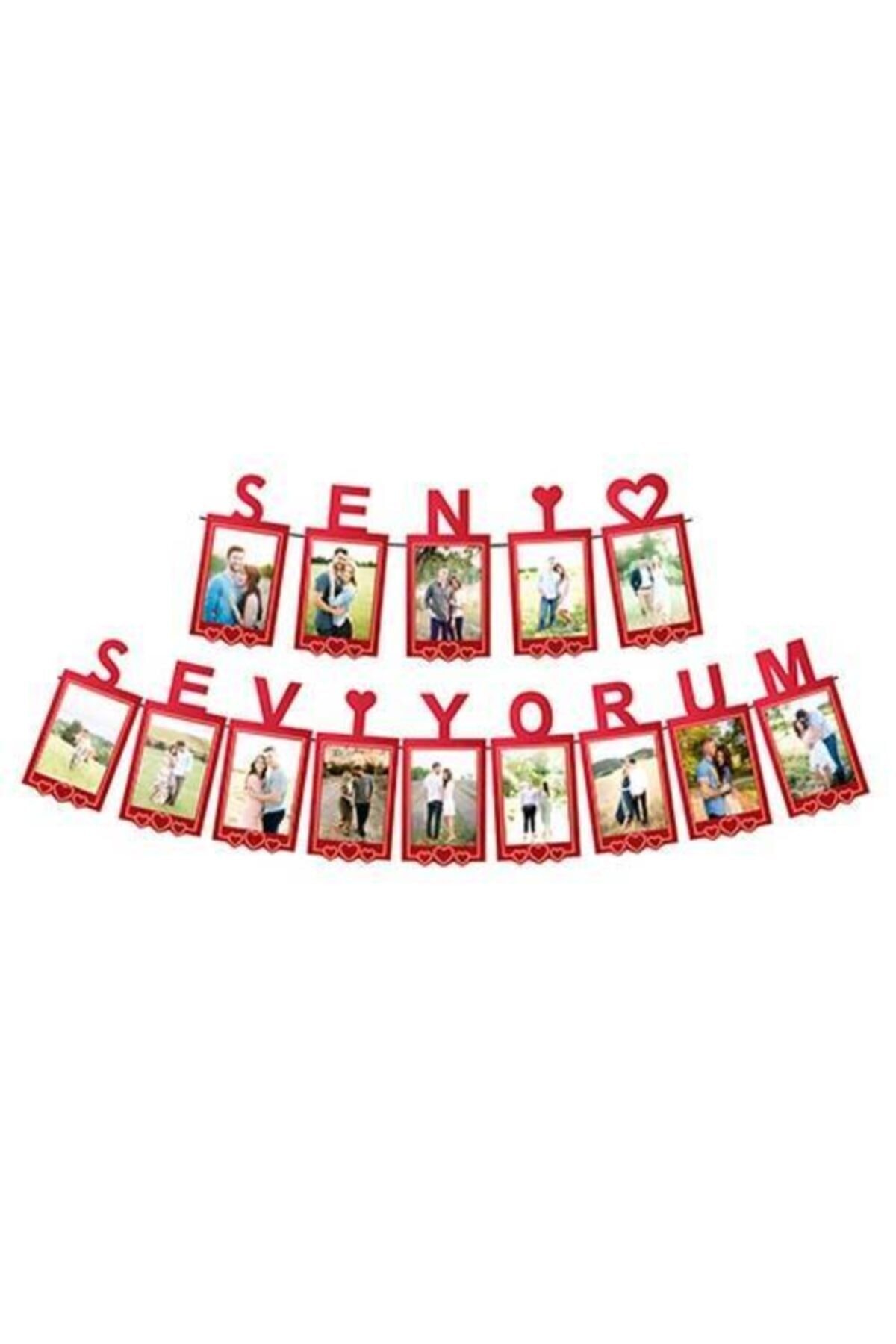 Seni Seviyorum Banner Fotoğraflı Kalpli