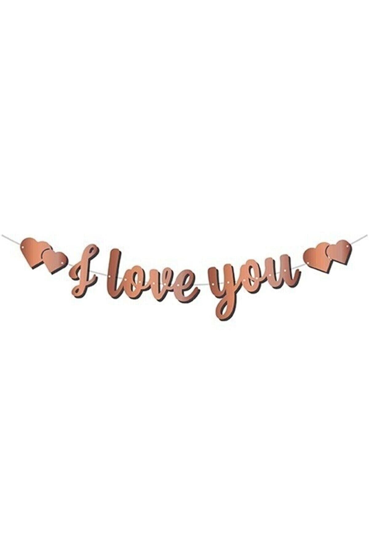 I Love You Kaligrafi Banner Rose Gold 