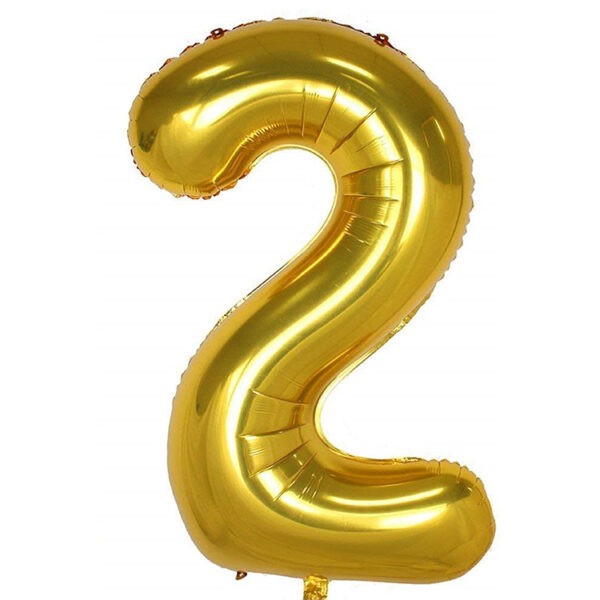 Folyo Rakam Balon Gold Renk 34 inç 76 cm  - 2