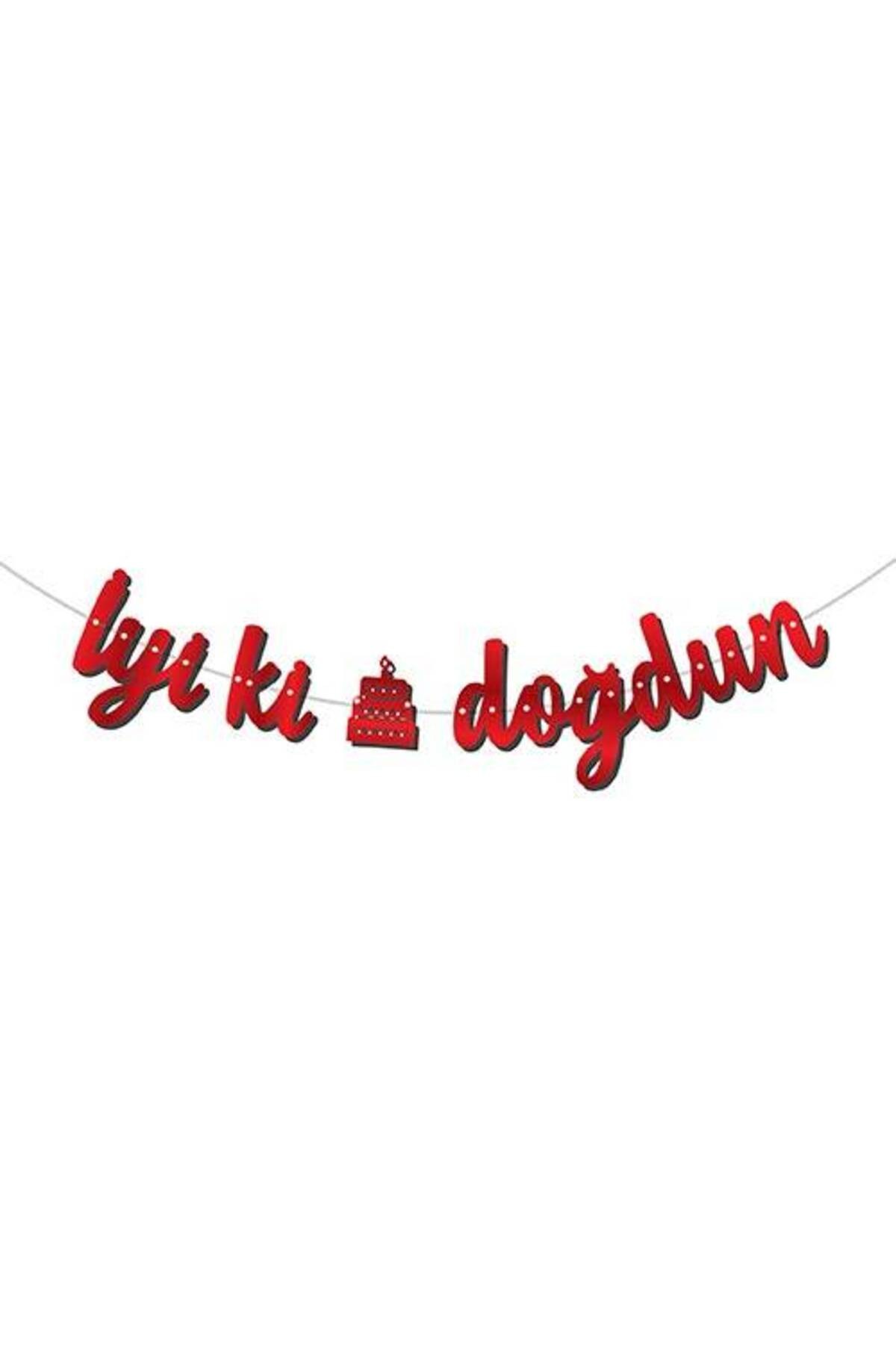 İYİKİ DOĞDUN KALİGRAFİ BANNER KIRMIZI RENK