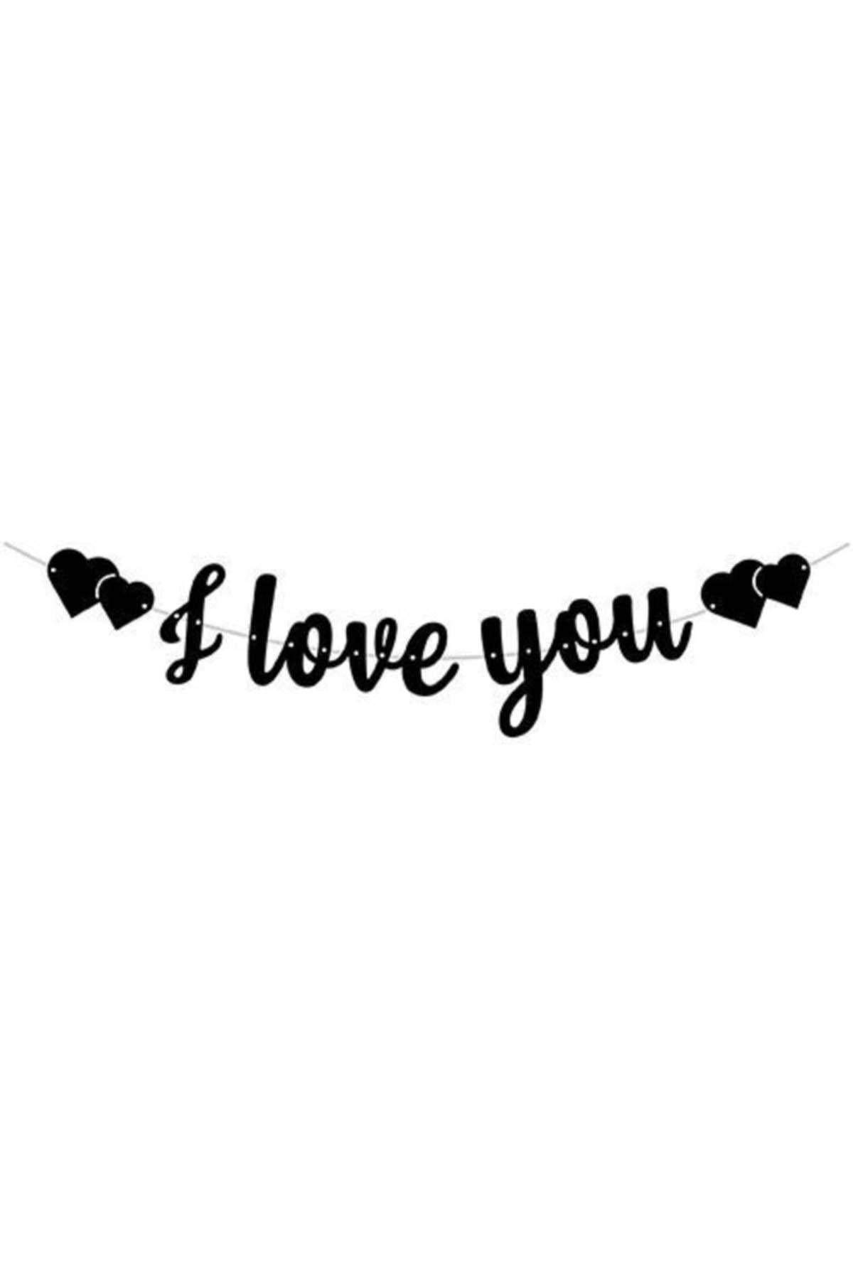 I love You Kaligrafi Banner Siyah Renk