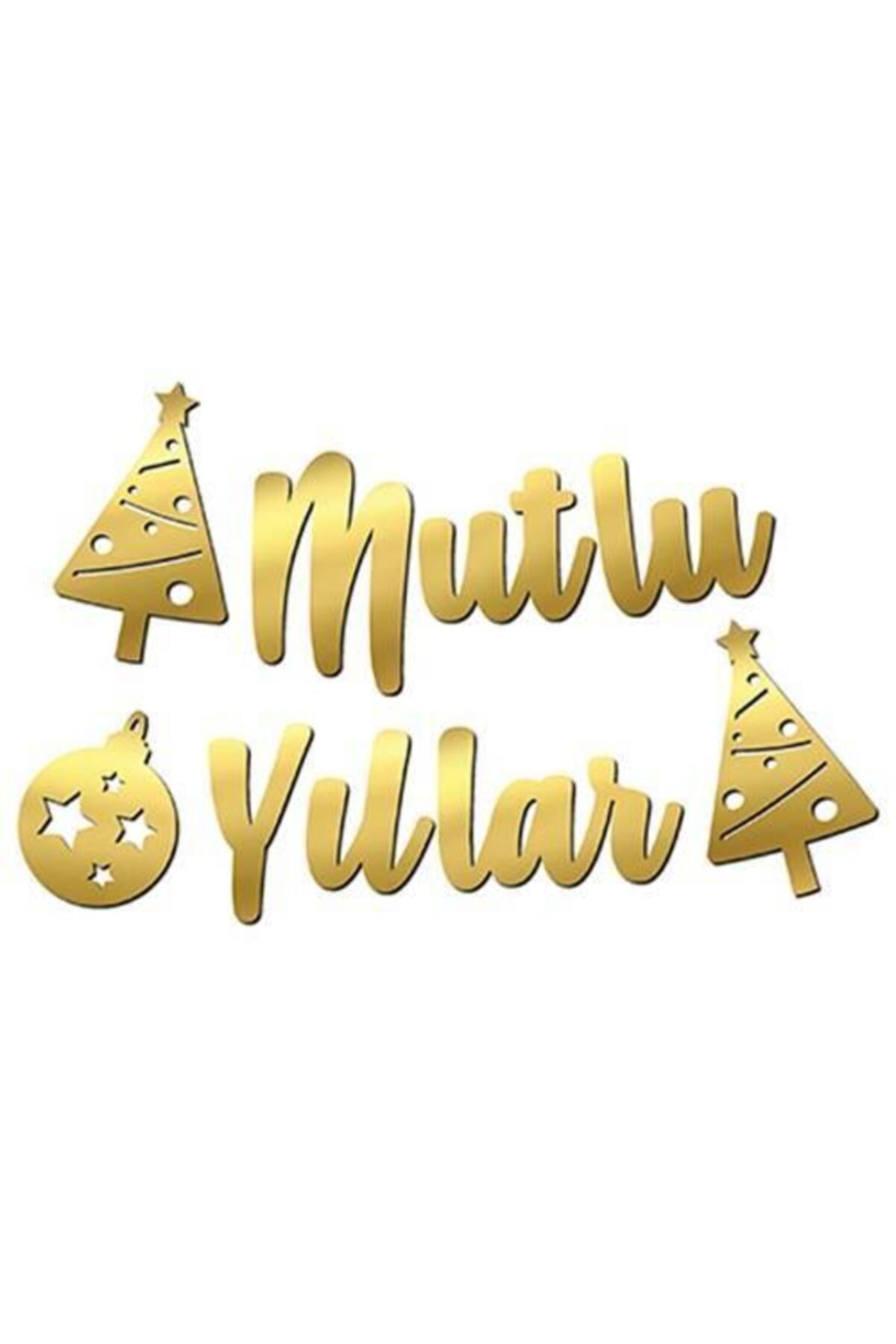 Yılbaşı Mutlu Yıllar Kaligrafi Banner Yazı Gold