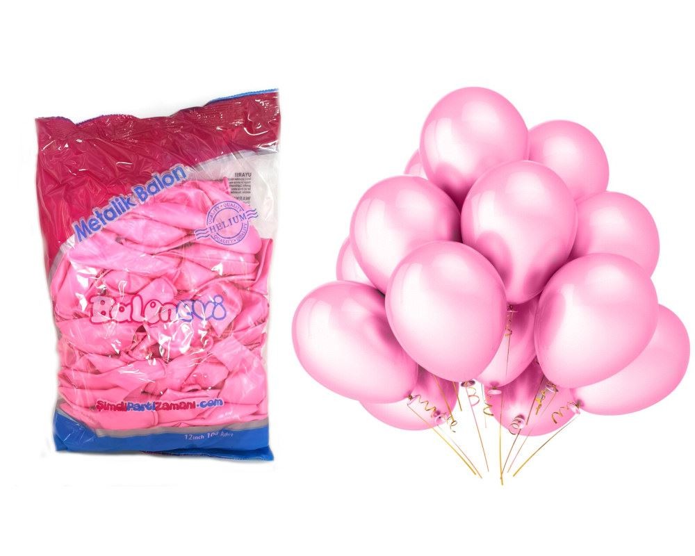 METALİK BALON PEMBE RENK PK 10 LU 12inç 