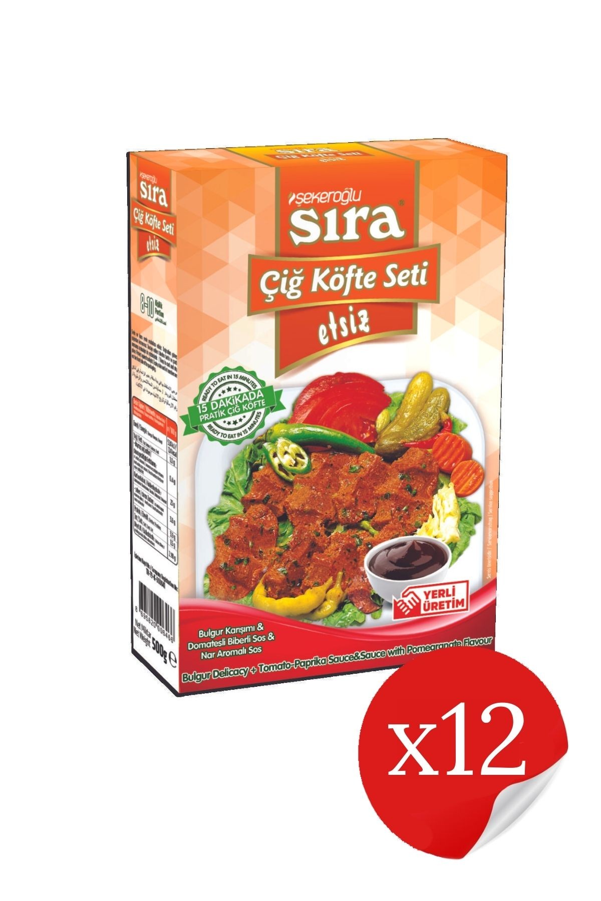 Sıra Çiğ Köfte Seti Etsiz 12 x 500 Gr ( 12 Adet )