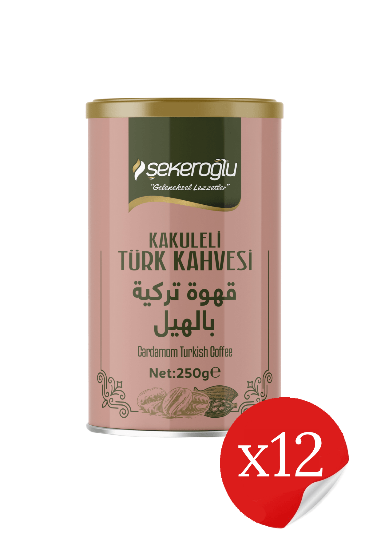 Kakuleli Türk Kahvesi 250 Gr Özel Silindir Kutu ( 12 Adet )