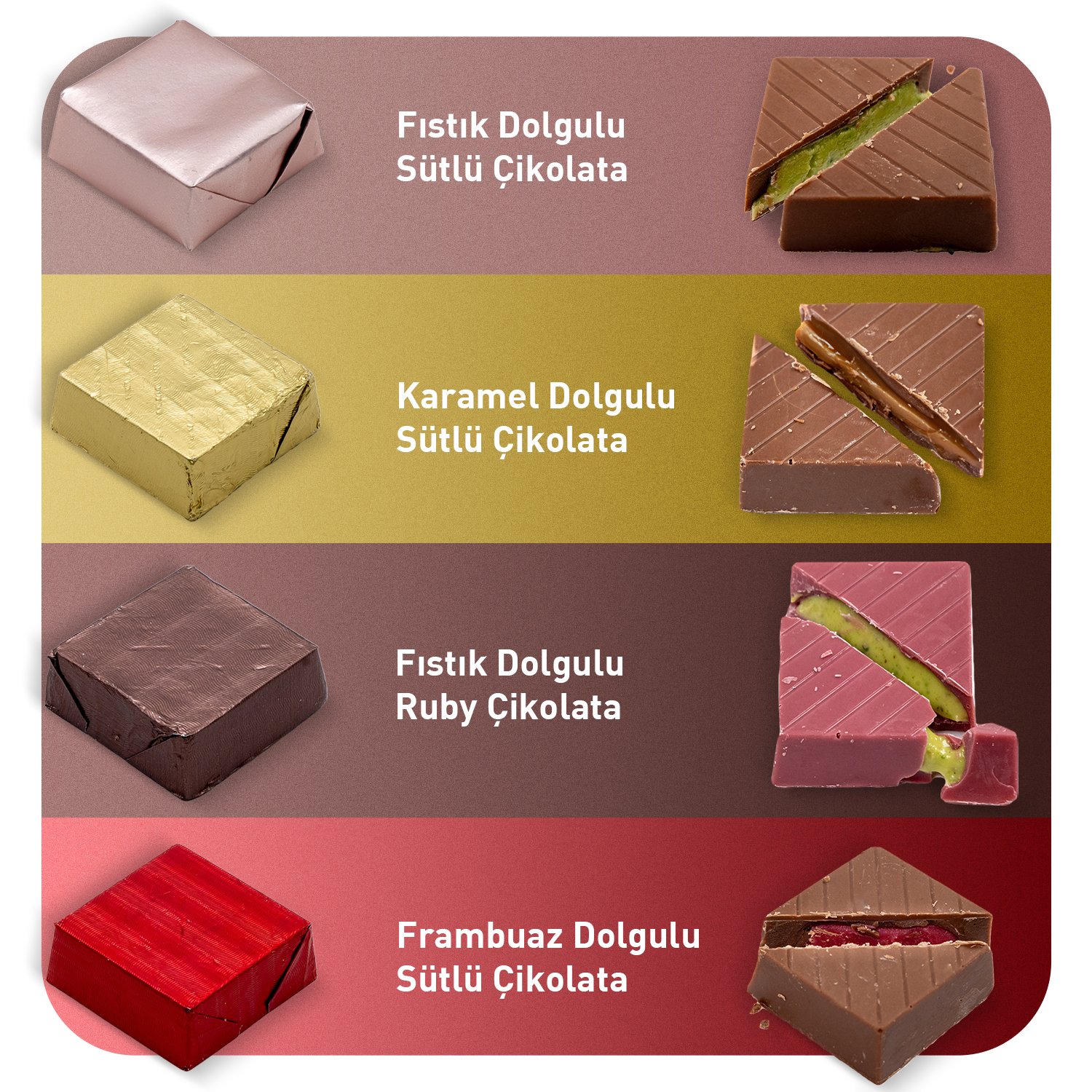 Frambuaz Dolgulu Sütlü Çikolata 70 Adet 1 KG