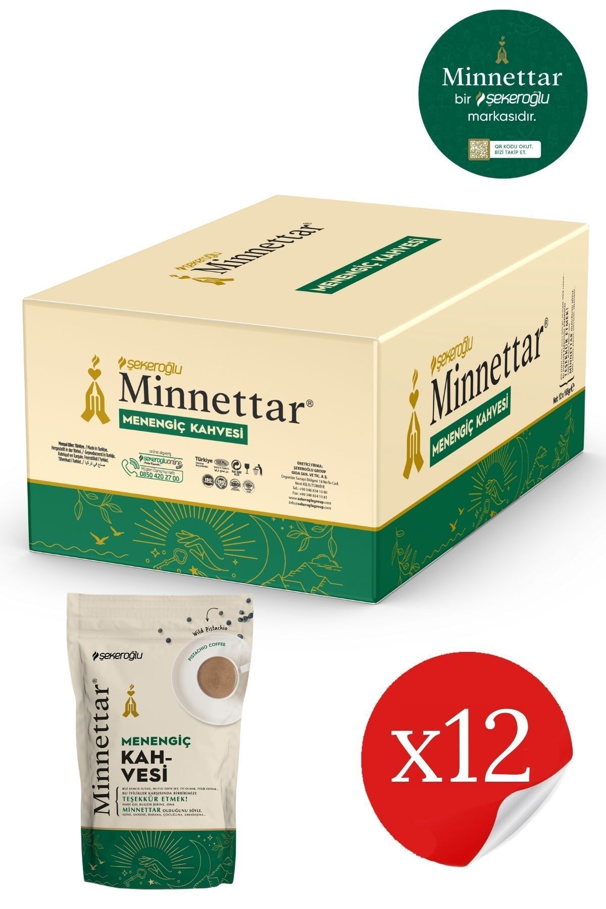 Minnettar Menengiç Kahvesi Toz 12 X 165 gr ( 12 Adet )
