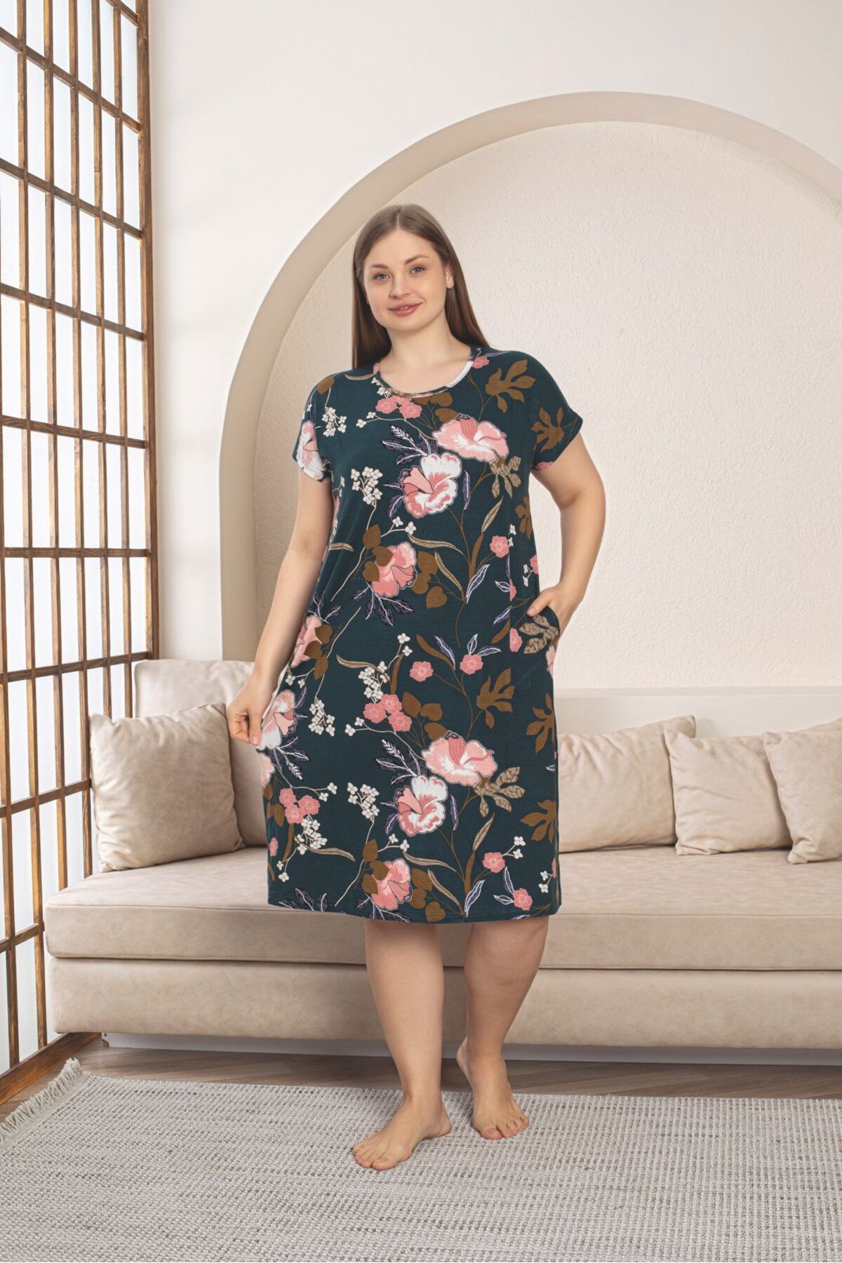 Büyük Beden Cepli Ultrasoft Likralı Elbise