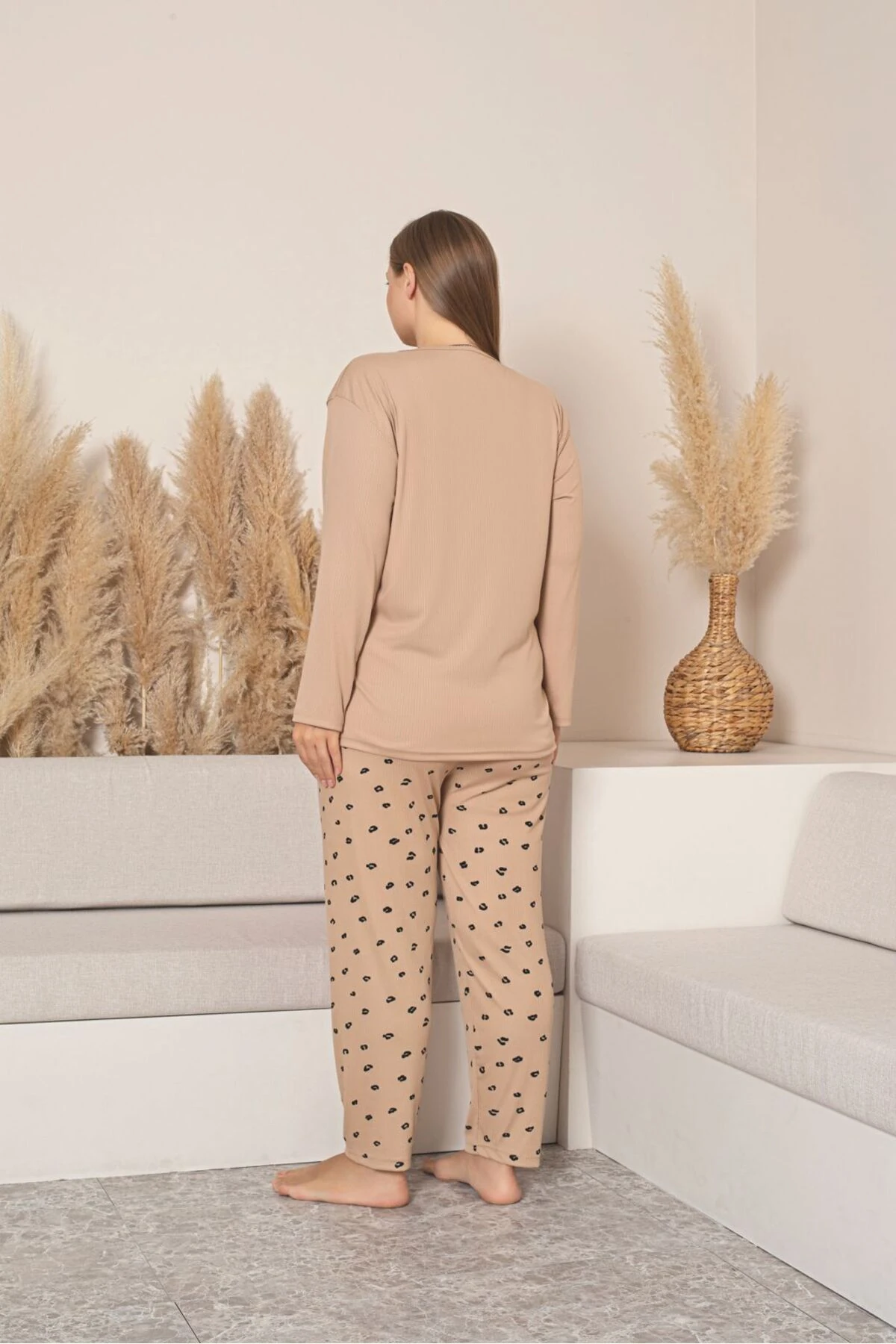 Büyük Beden Raporlu İnterlok Kumaş Pijama Takımı