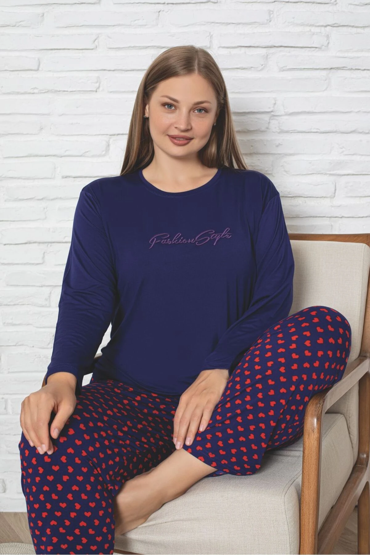 Büyük Beden Bambu Ultrasoft Desenli Pijama Takımı