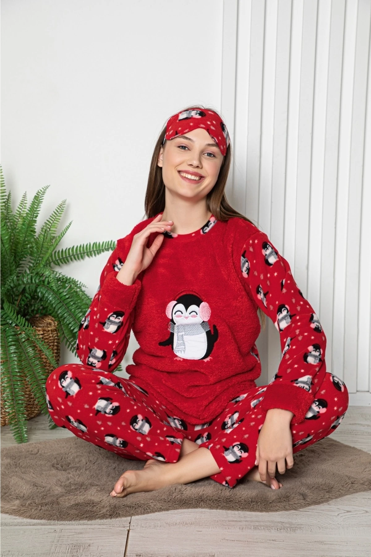 Anne Kız Kombin Kışlık Polar Pijama Takımı