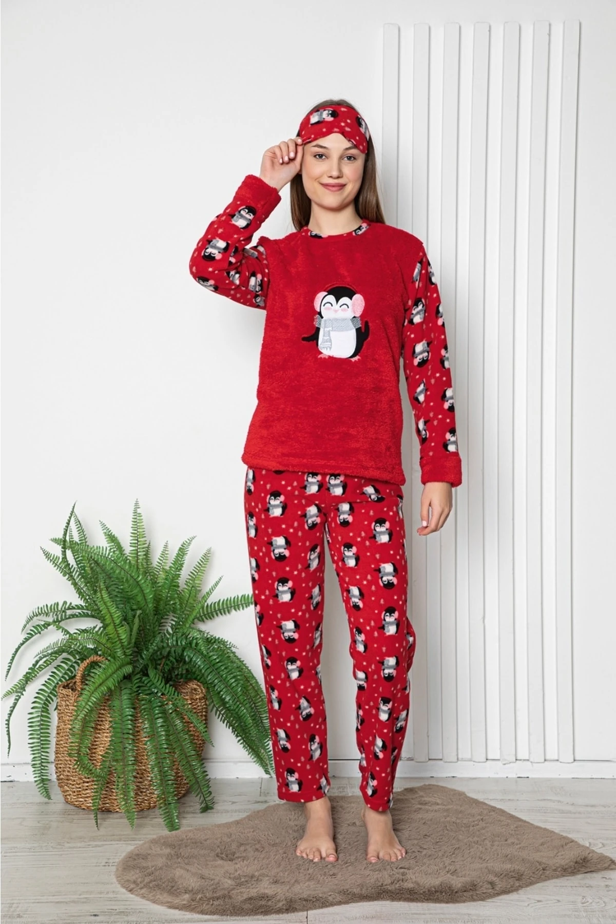 Anne Kız Kombin Kışlık Polar Pijama Takımı