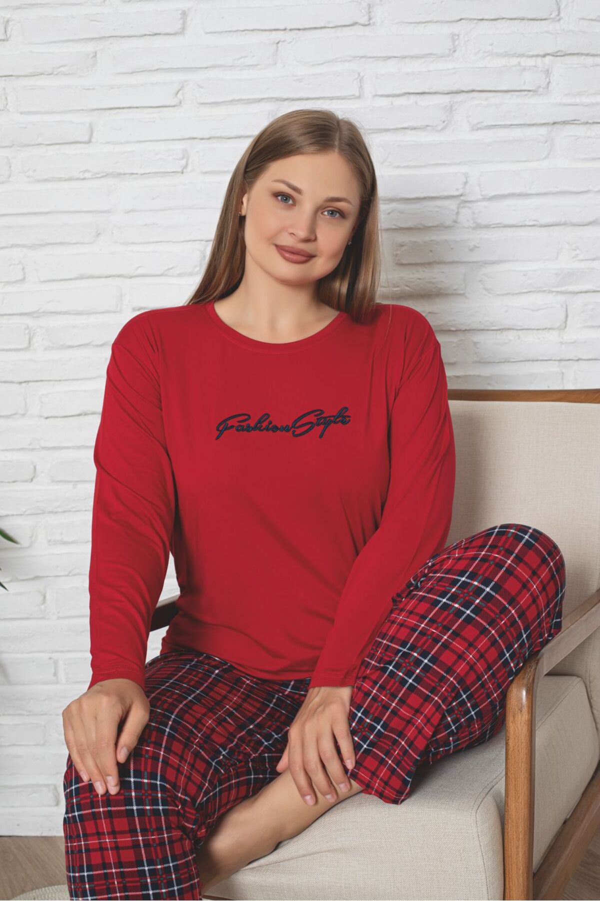 Büyük Beden Bambu Ultrasoft Desenli Pijama Takımı