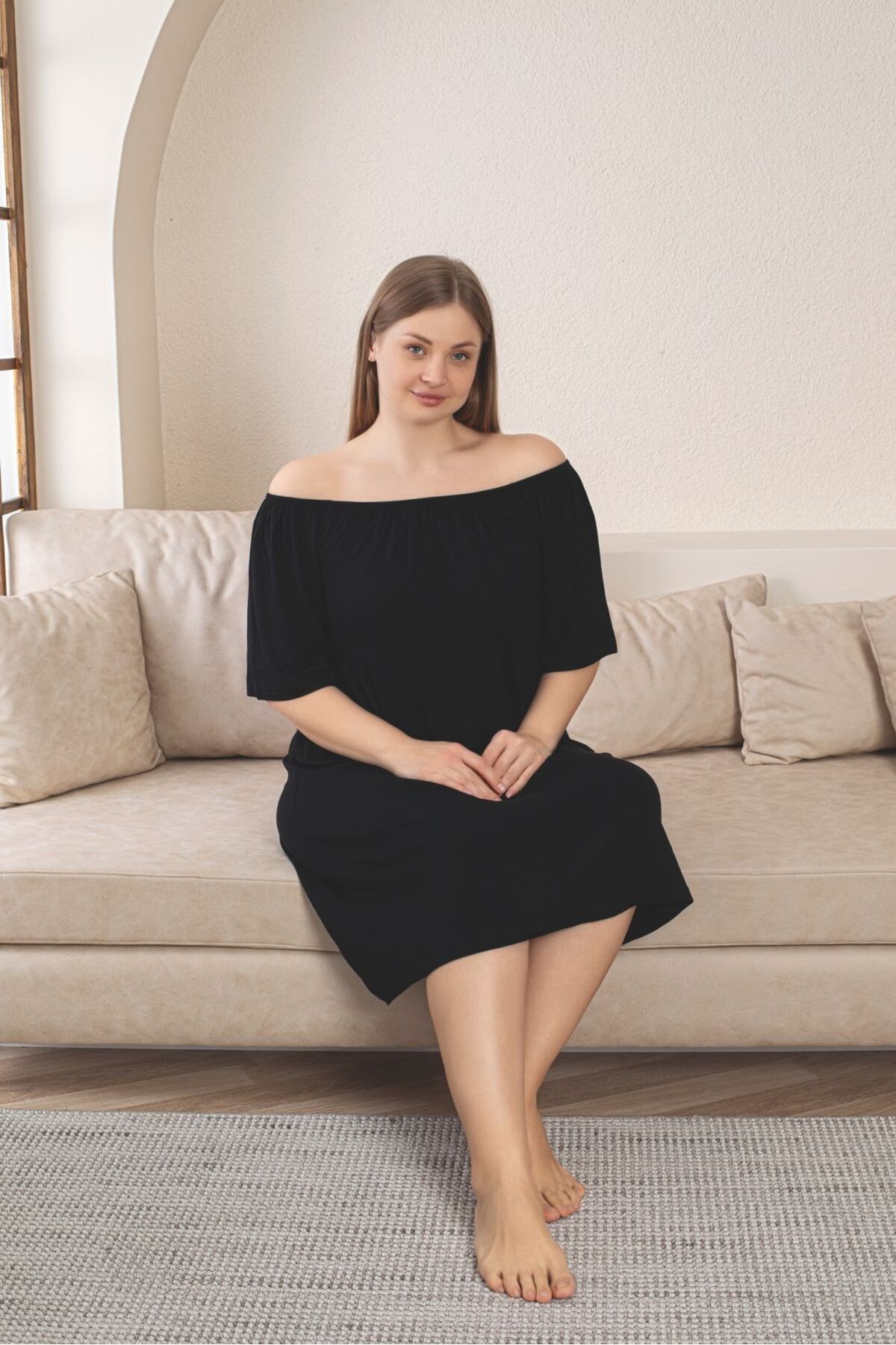 Büyük Beden Ultrasoft Likralı Penye Elbise