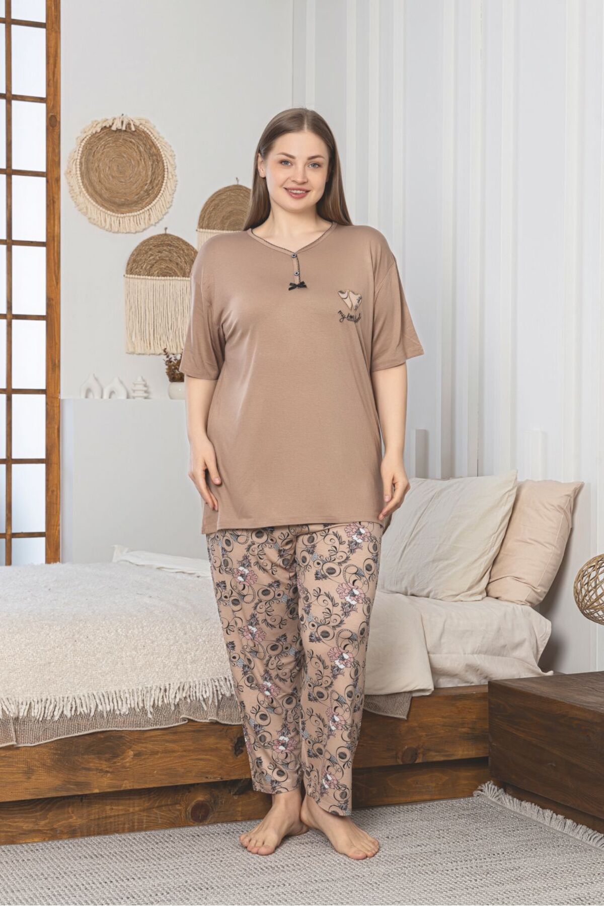 Büyük Beden Likralı Penye Pijama Takımı