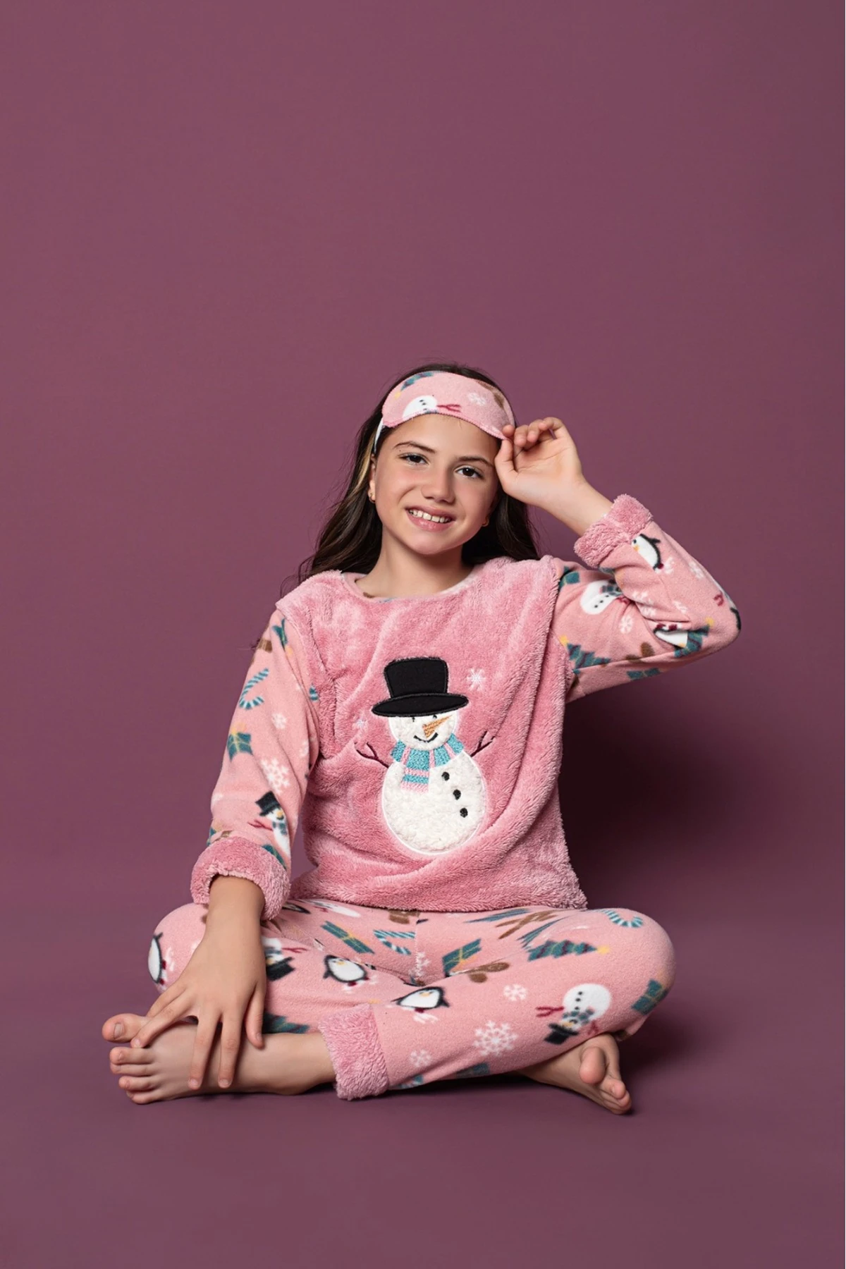Anne Kız Kombin Polar Pijama Takımı
