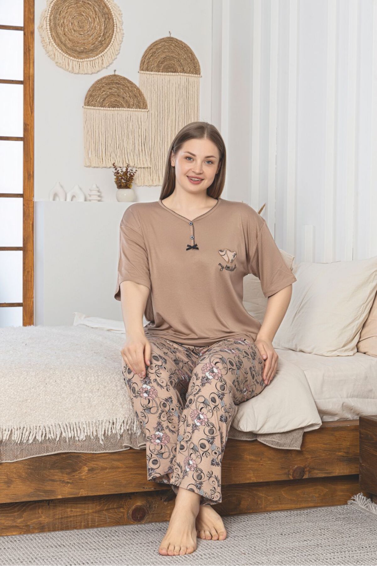 Büyük Beden Likralı Penye Pijama Takımı