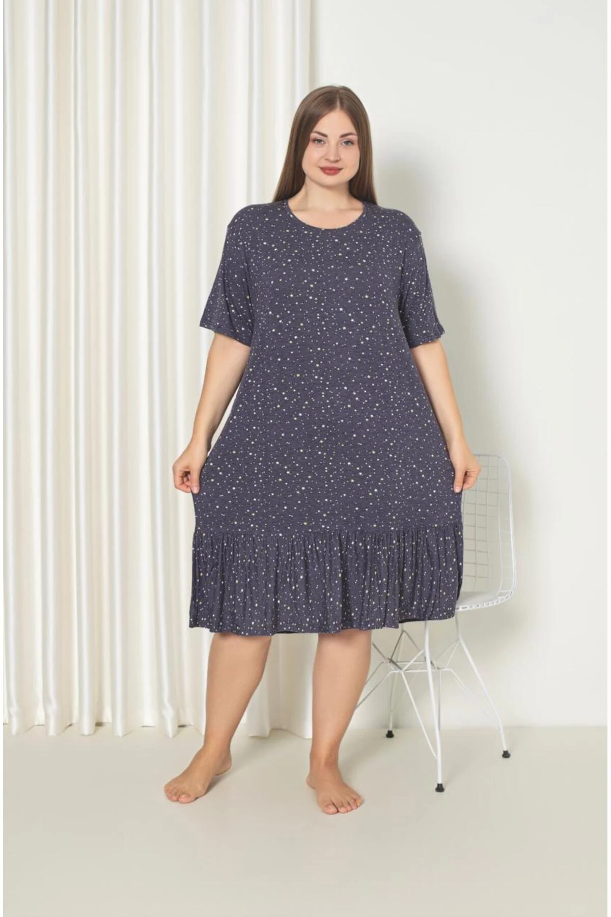 Büyük Beden Likralı Penye Elbise