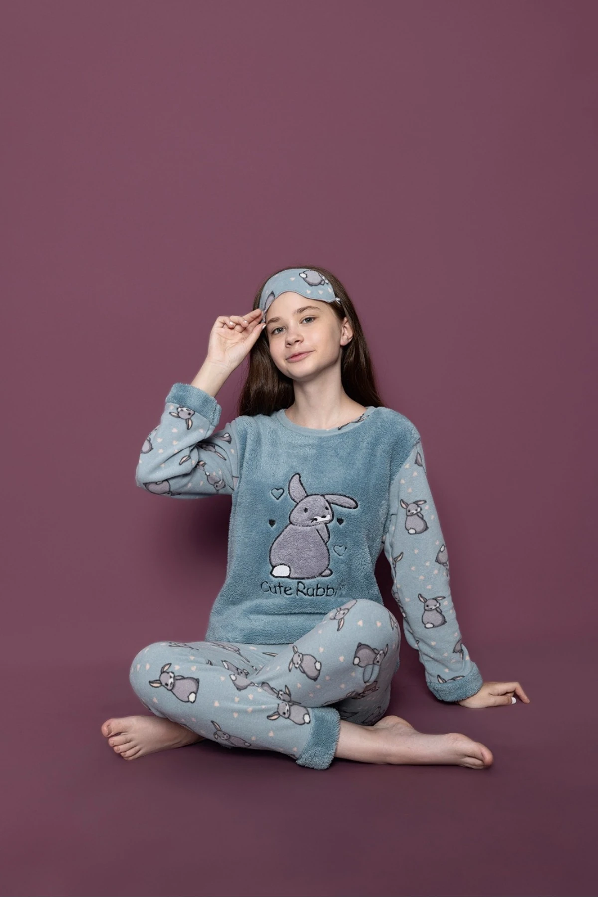 Anne Kız Kombin Polar Pijama Takımı