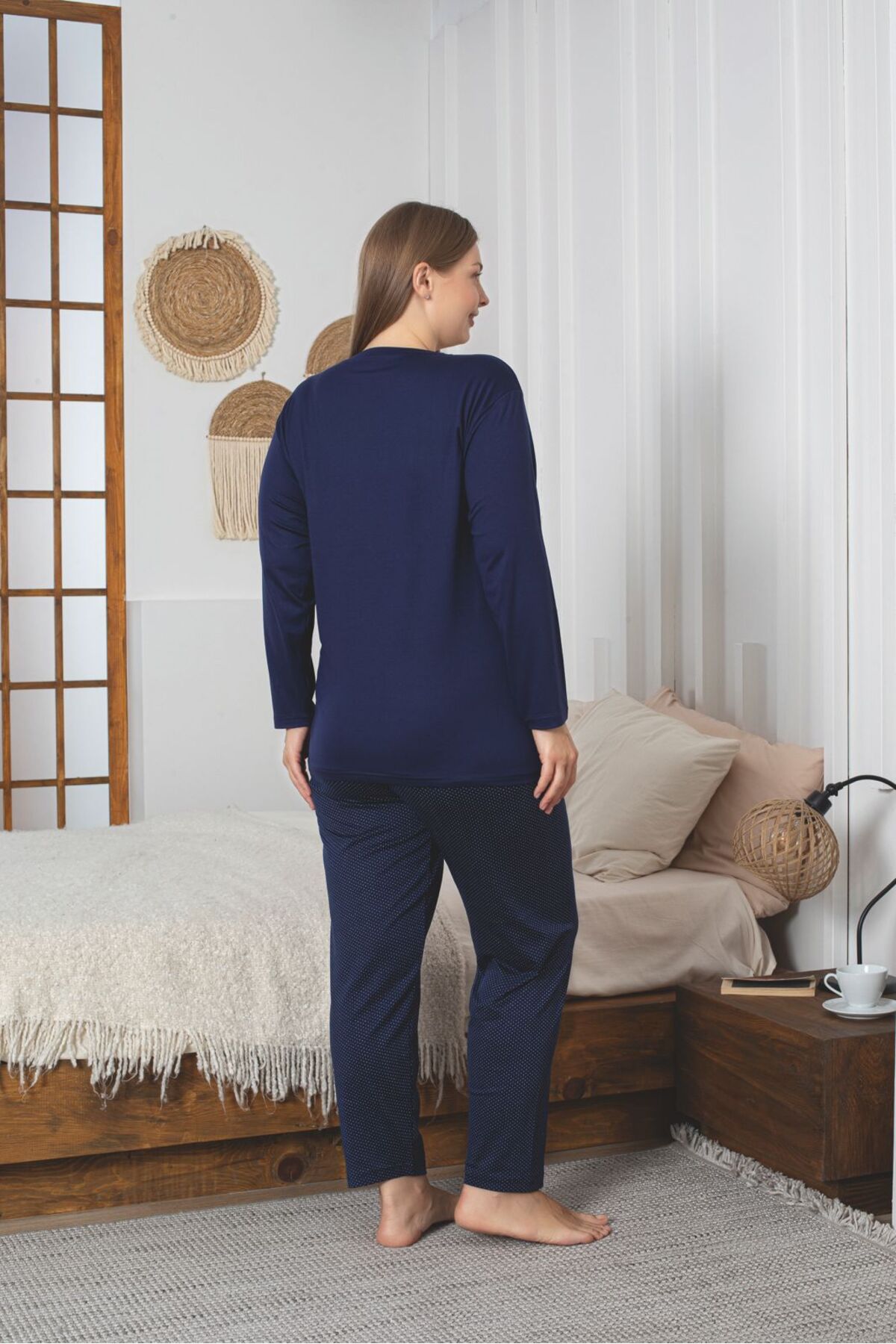 Büyük Beden Ultrasoft Sendy Kumaş Uzun Kollu Pijama Takımı