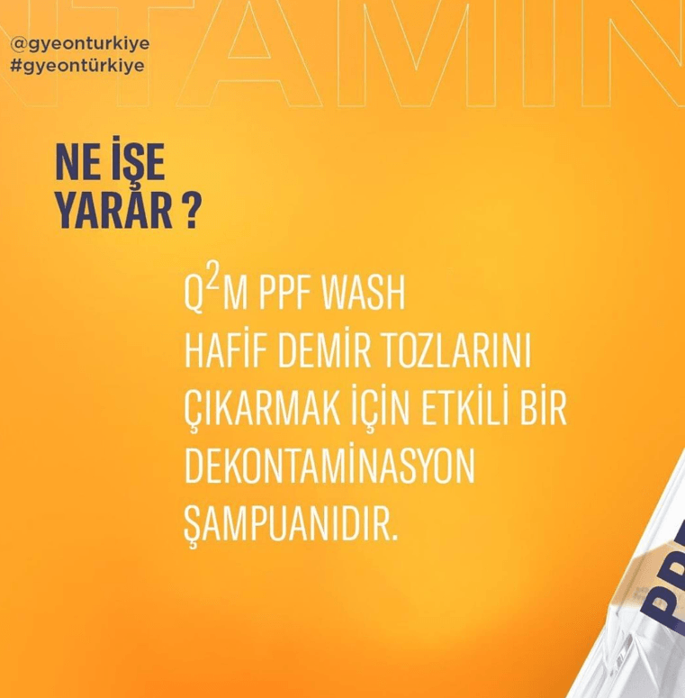 GYEON Q²M PPF Wash PPF ve Folyolara Özel Demir Tozu Sökücü Yıkama Şampuanı - 1000 ml