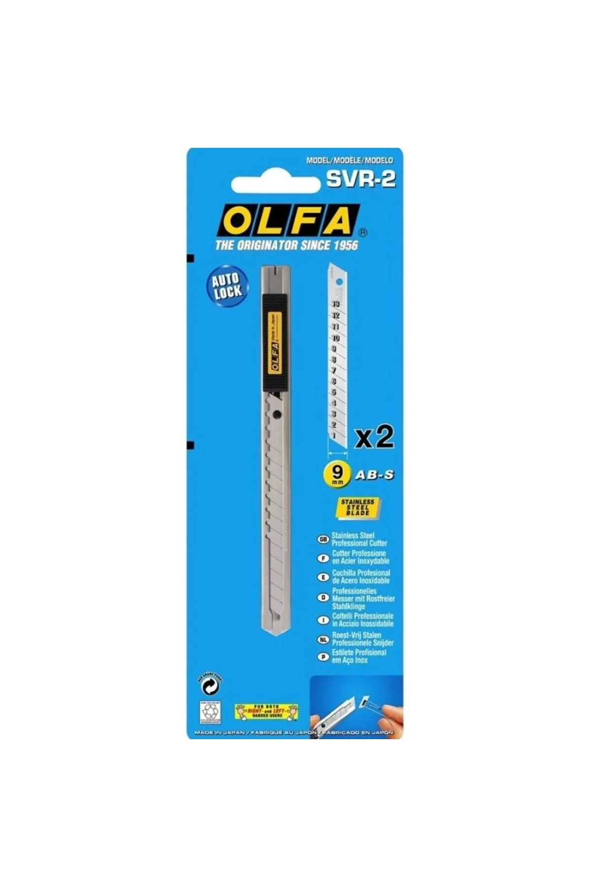 OLFA SVR-2 Çelik Gövdeli Otomatik Kilitli Dar Maket Bıçağı