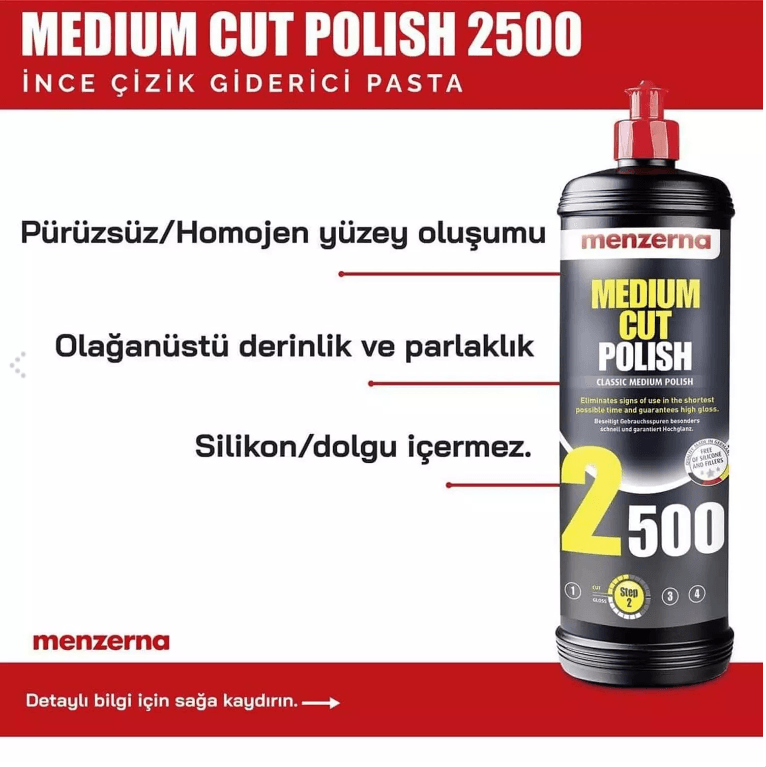 Menzerna 2500 Finish Orta İnce Çizik Giderici Pasta 1 Lt