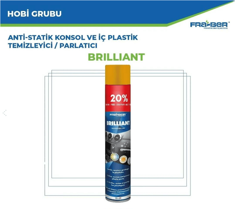 FRA-BER Brilliant Antistatik Konsol Ve İç Plastik Temizleyici Parlatıcı Vanilya Kokulu - 750 Ml