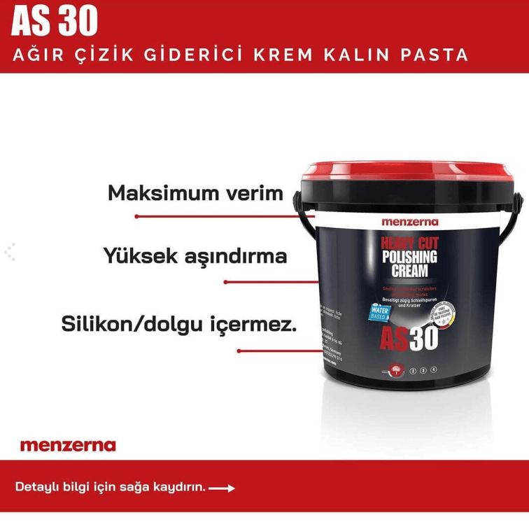 Menzerna AS 30 Ağır Çizik Giderici Krem Kalın Pasta - 1 Kg