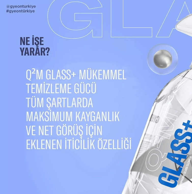 GYEON Q²M Glass+ Plus Hidrofobik Yağmur Su Kaydırıcı Cam Temizleyici - 500 Ml